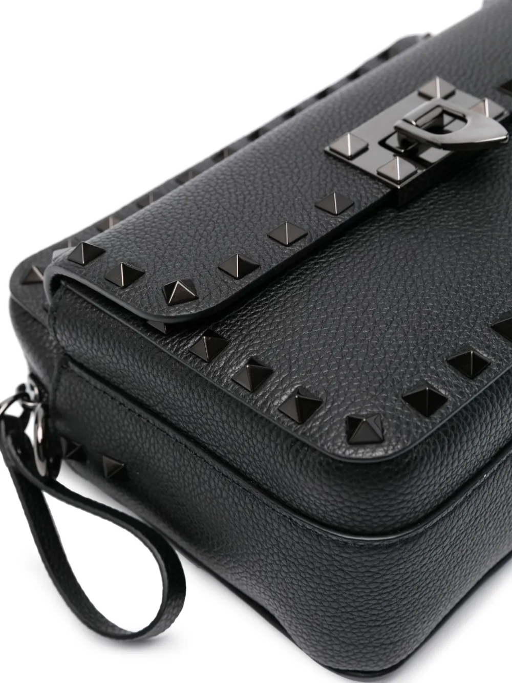 Shop Valentino Rockstud-embellished Messenger Bag In Black