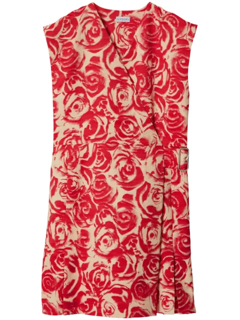 Burberry rose-jacquard wrap minidress