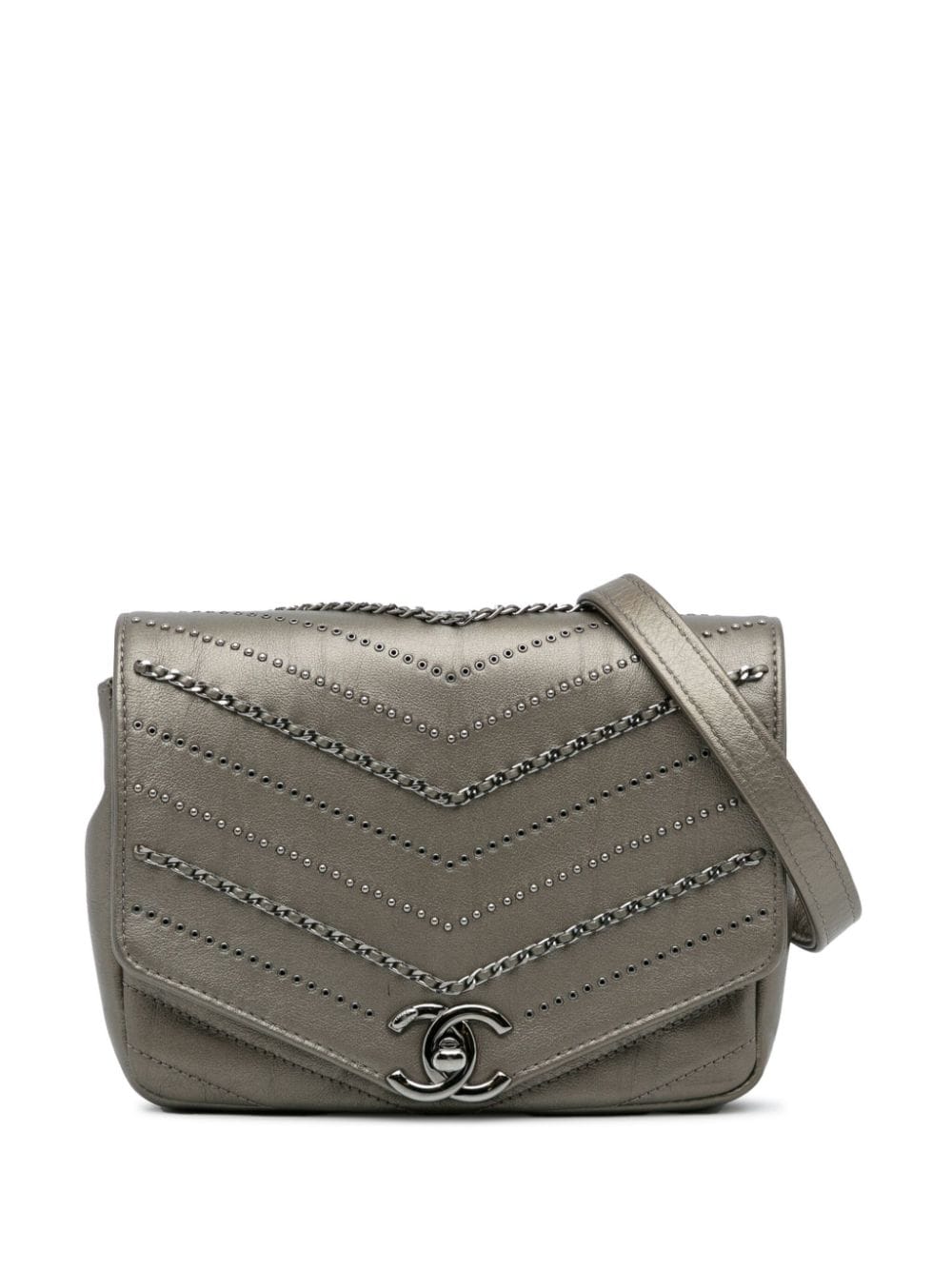 Pre-owned Chanel 2018-2018 Mini Flap Crossbody Bag In Grey