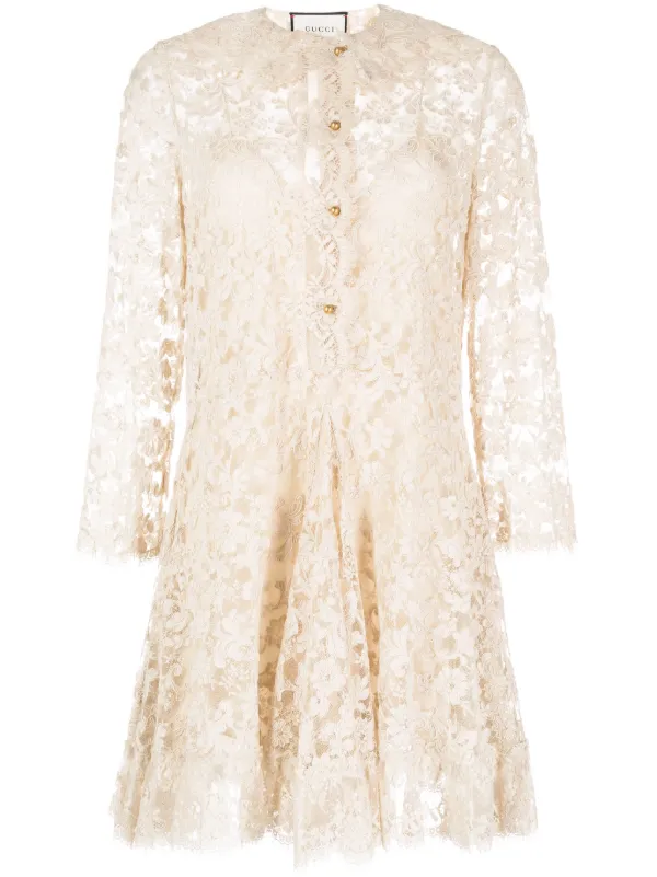 Gucci Pre Owned floral lace Midi Dress Farfetch