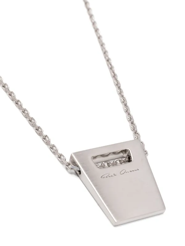 Rick Owens Dogtag Charm Necklace | Silver | FARFETCH AZ