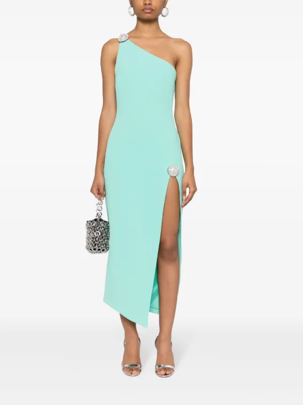 David Koma Crystal Ball one-shoulder Midi Dress | Green