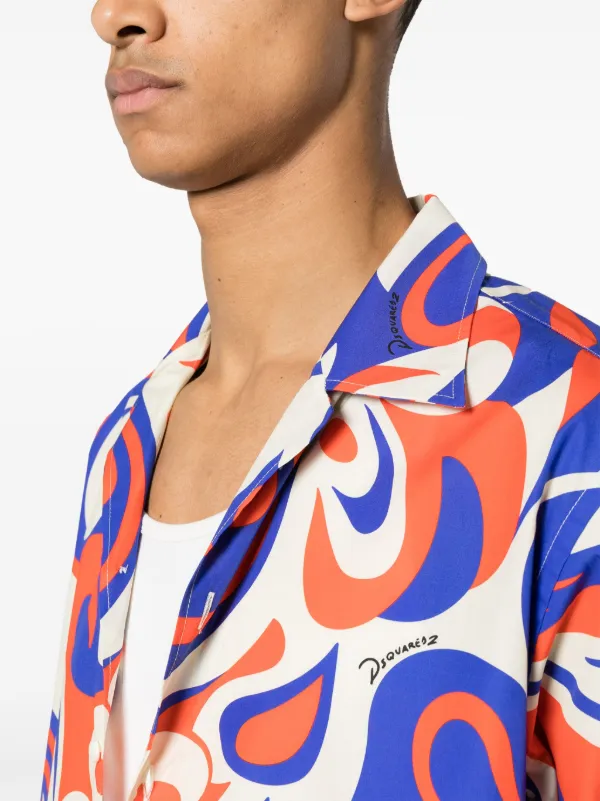 DSQUARED2 アブストラクトパターン シャツ | ブルー | FARFETCH JP