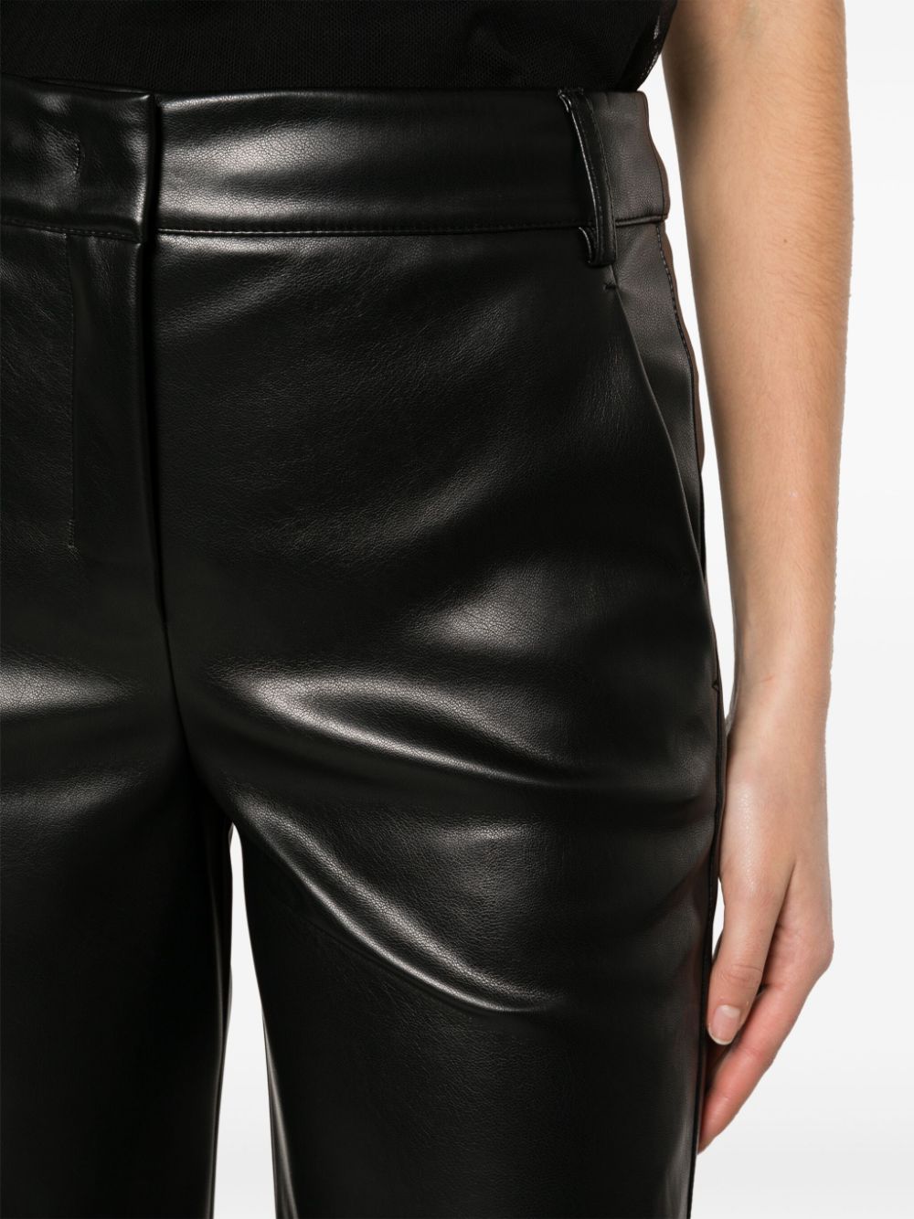 Shop 's Max Mara Faux-leather Cropped Trousers In Black