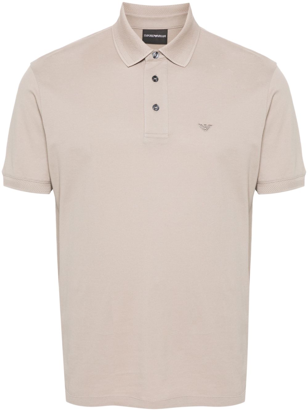 Emporio Armani Herringbone-detail Polo Shirt In Neutrals