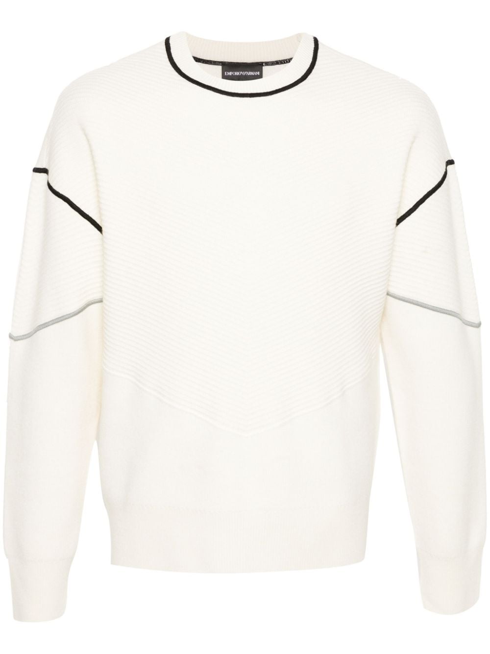 Emporio Armani Ribbed-detail Knit Jumper In Neutrals