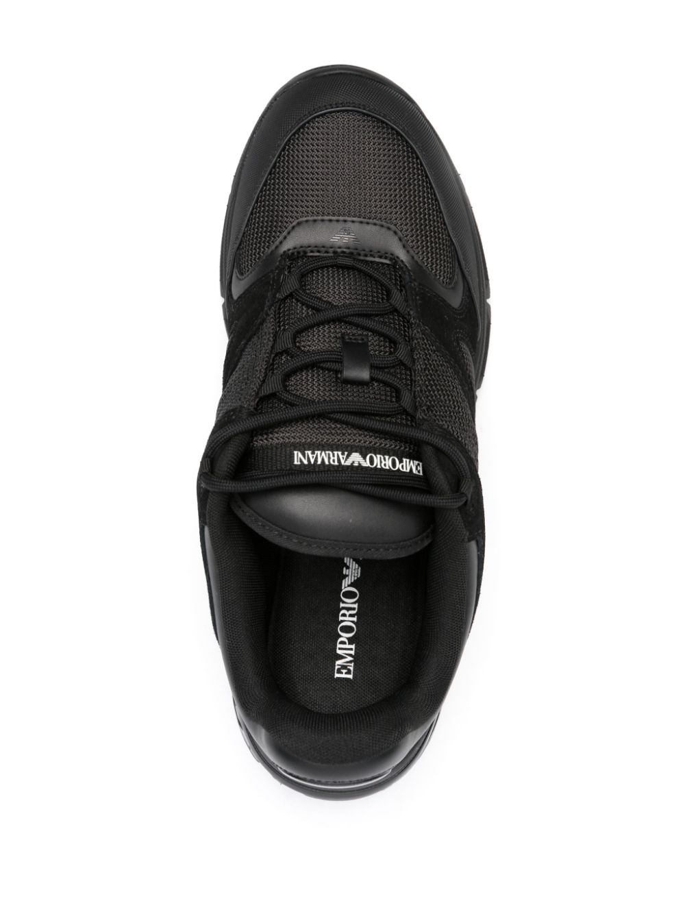 Shop Emporio Armani Lace-up Chunky Sneakers In Black