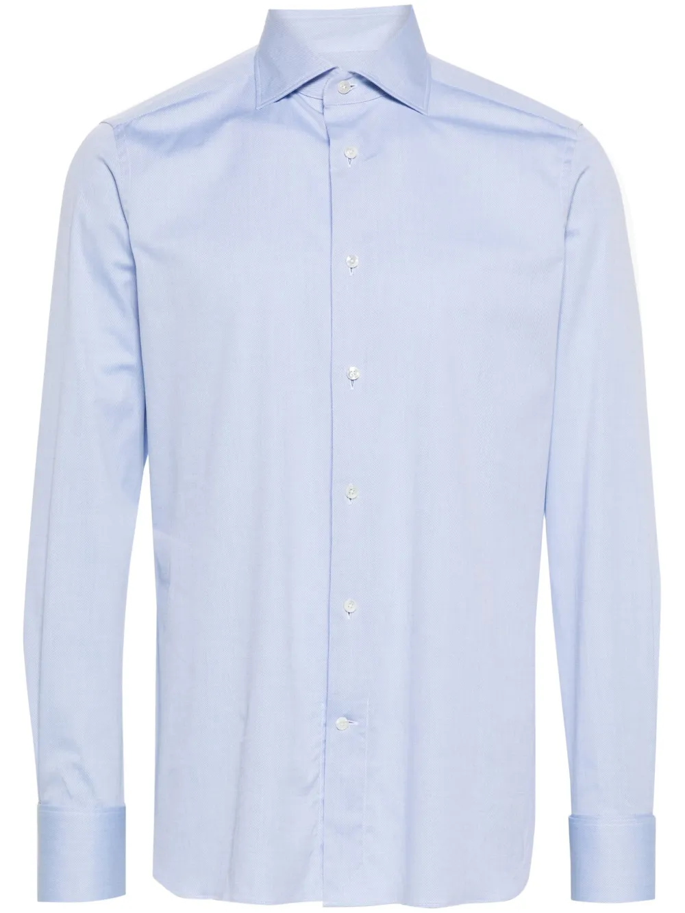 Zegna Button-up Cotton Shirt In Blue