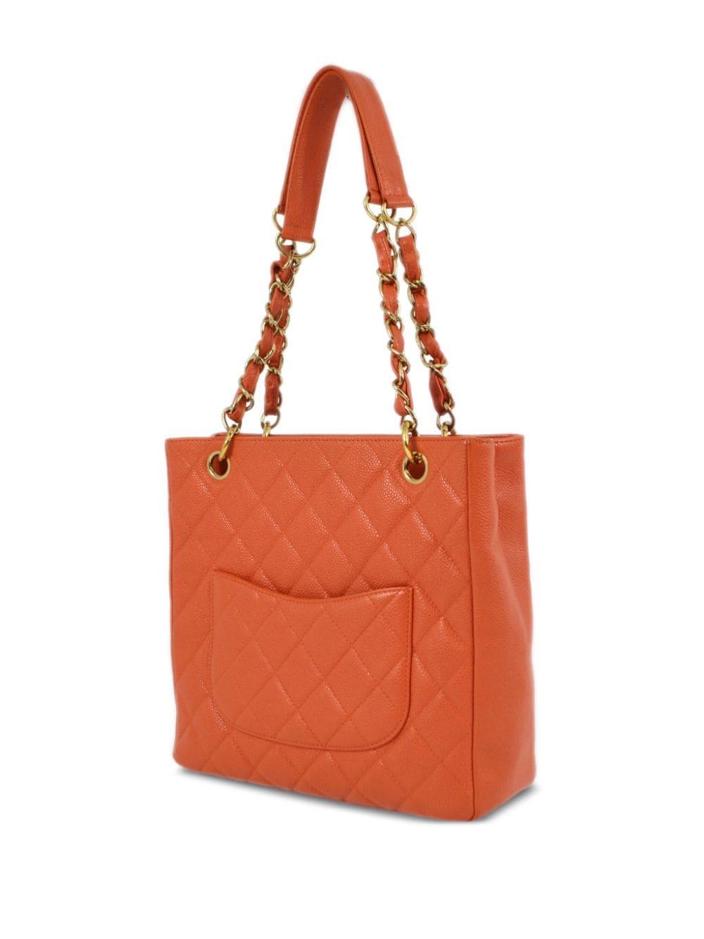 Pre-owned Chanel 2003 Petite Shopping Tote Bag In Orange