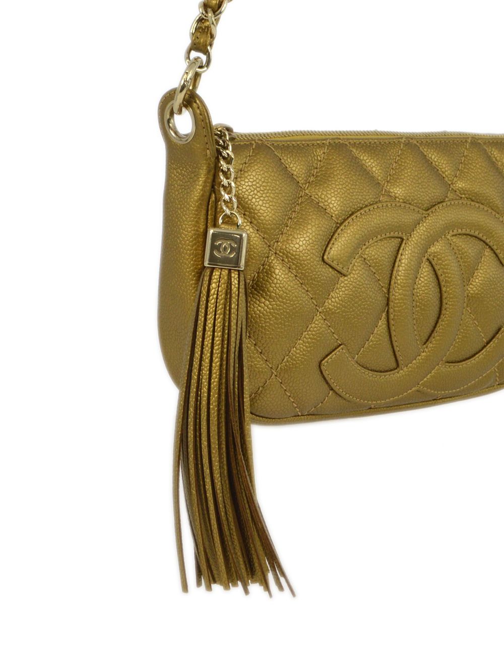 Pre-owned Chanel Cc 菱纹绗缝手提包（2005年典藏款） In Gold