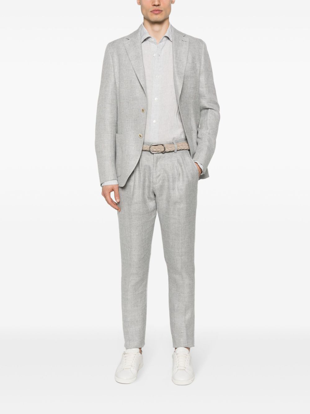 Shop Eleventy Interwoven Mélange Suit In Grey
