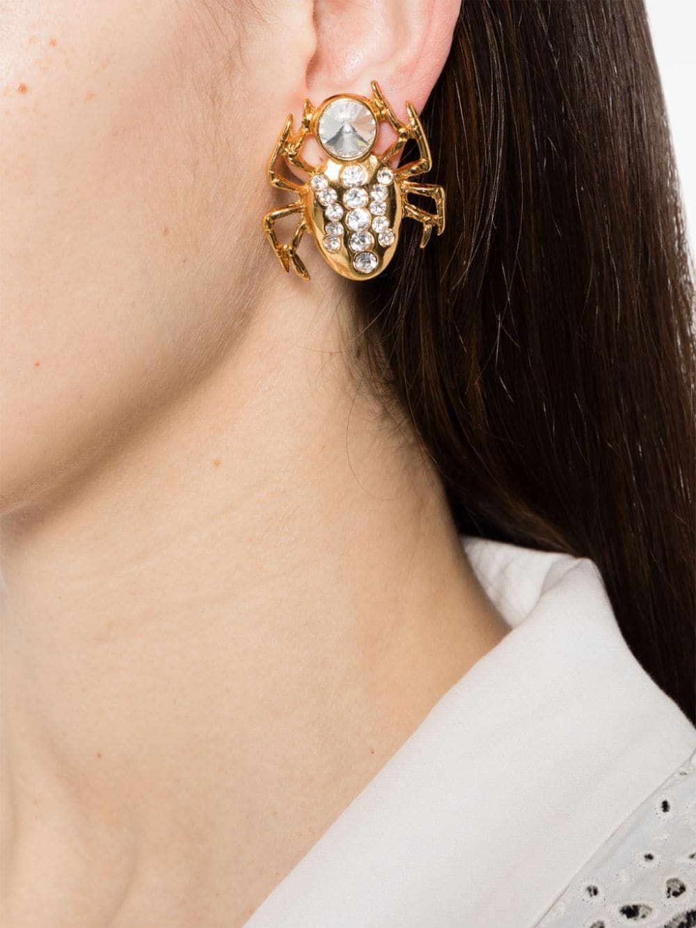 Shop Alessandra Rich Spider-motif Earrings In Gold