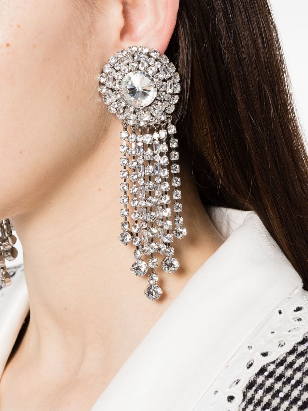 Alessandra Rich crystal-embellished dangle earrings - Zilver