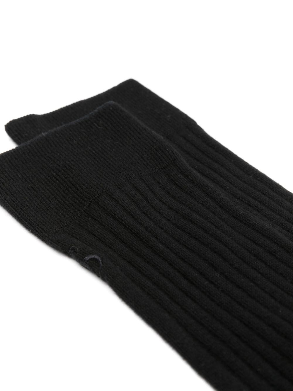 Shop Jil Sander Logo-embroidered Ribbed Socks In Black