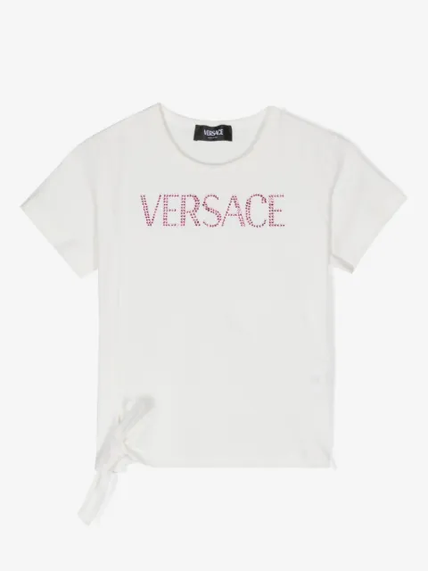 Versace Kids rhinestoned logo-embellished T-shirt