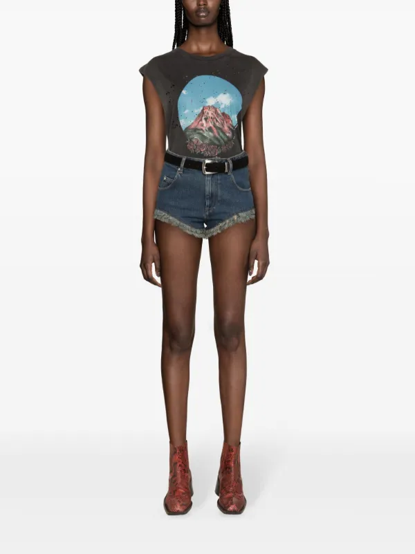 ISABEL MARANT Eneidao Frayed Denim Shorts | Blue | FARFETCH