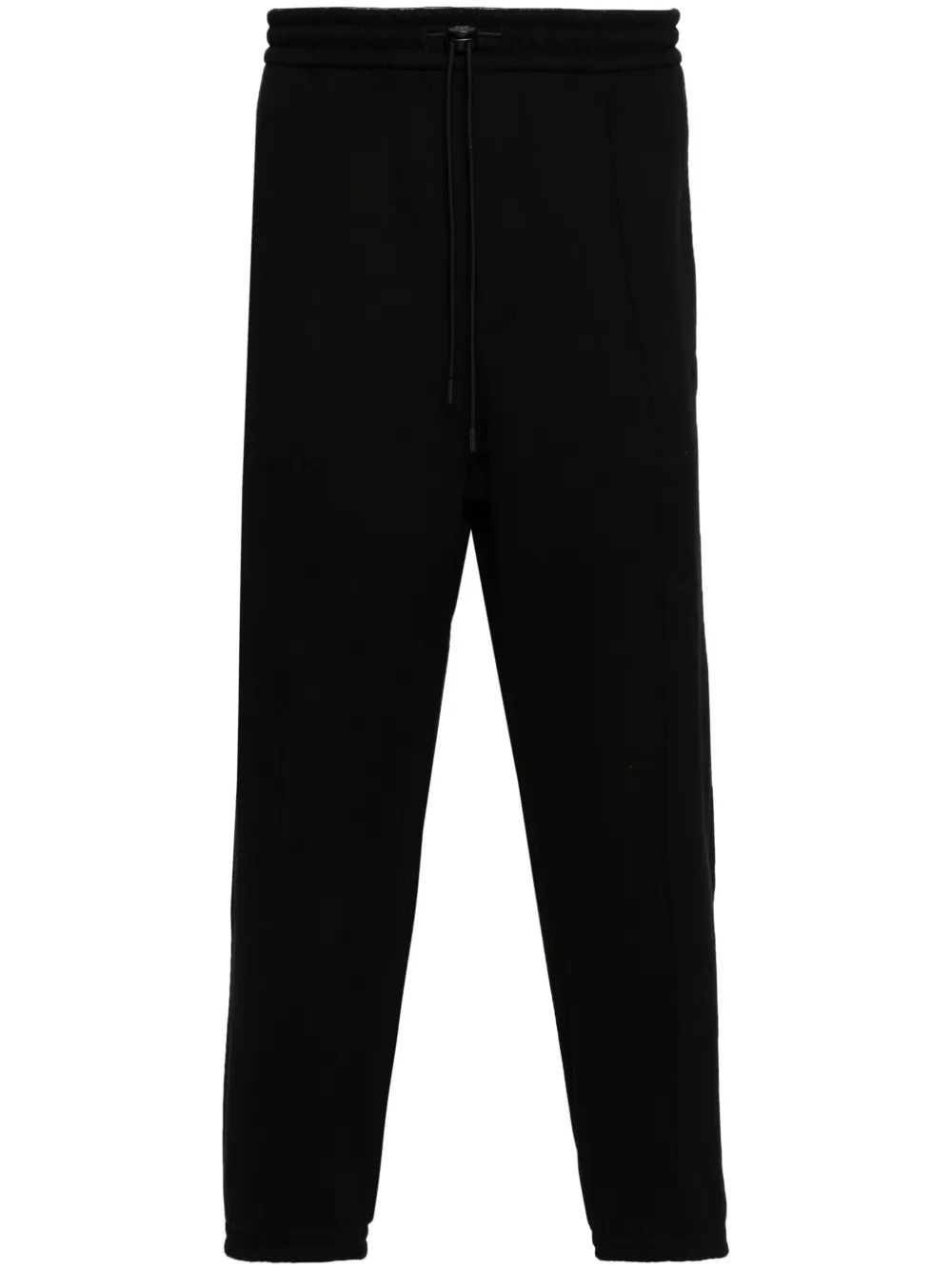 Emporio Armani Logo-embroidered Jersey Trousers In Black