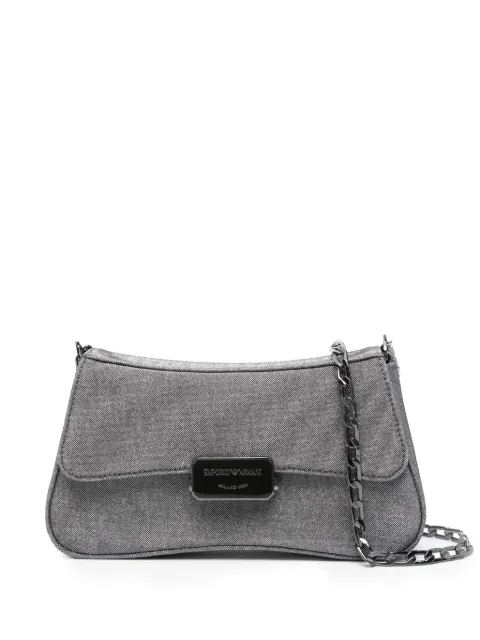 Emporio Armani logo-plaque glittered shoulder bag 