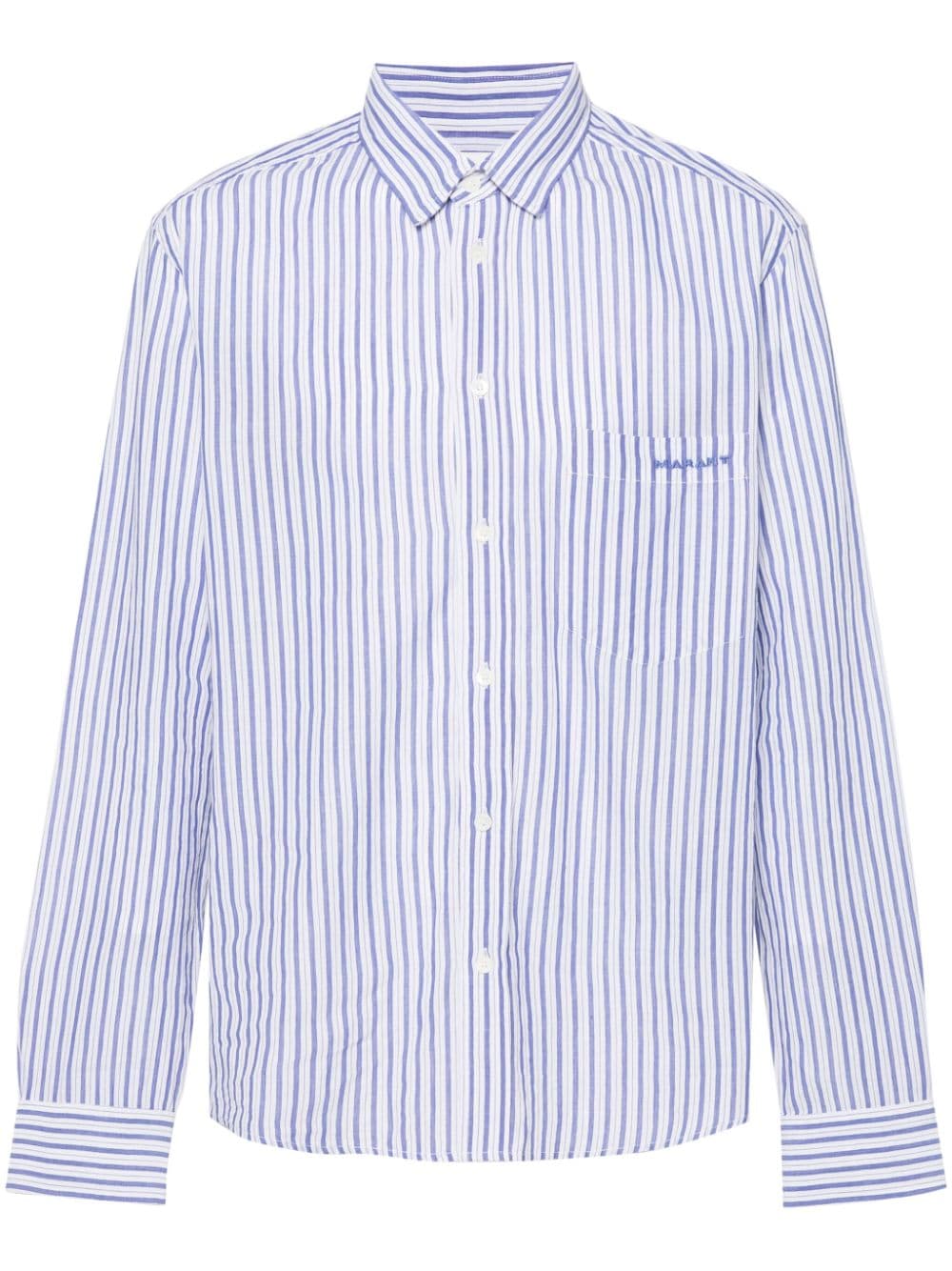 Shop Marant Jasolo Striped Cotton Shirt In Blue