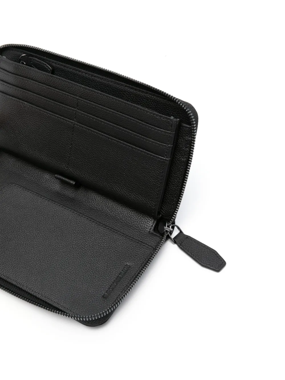 Emporio Armani Zipped Leather Wallet In Black