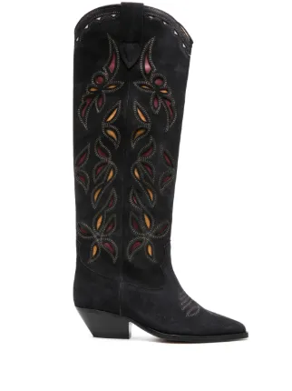 ISABEL MARANT Denvee 40mm Suede Boots Black FARFETCH LB