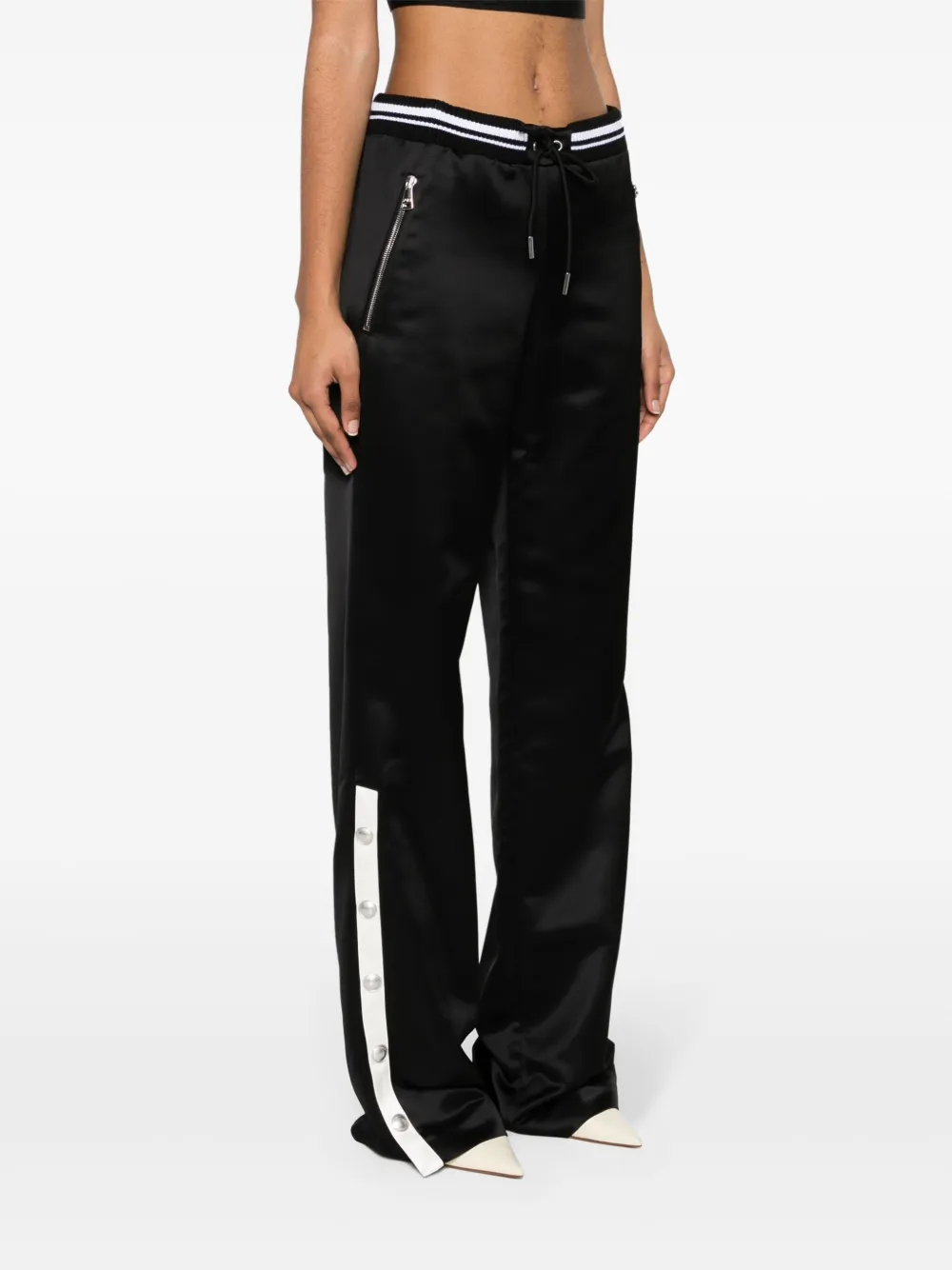 Shop Alessandra Rich Straight-leg Track Pants In Black
