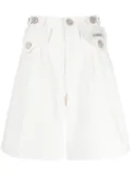 Kimhekim high-rise logo-patch denim shorts - White