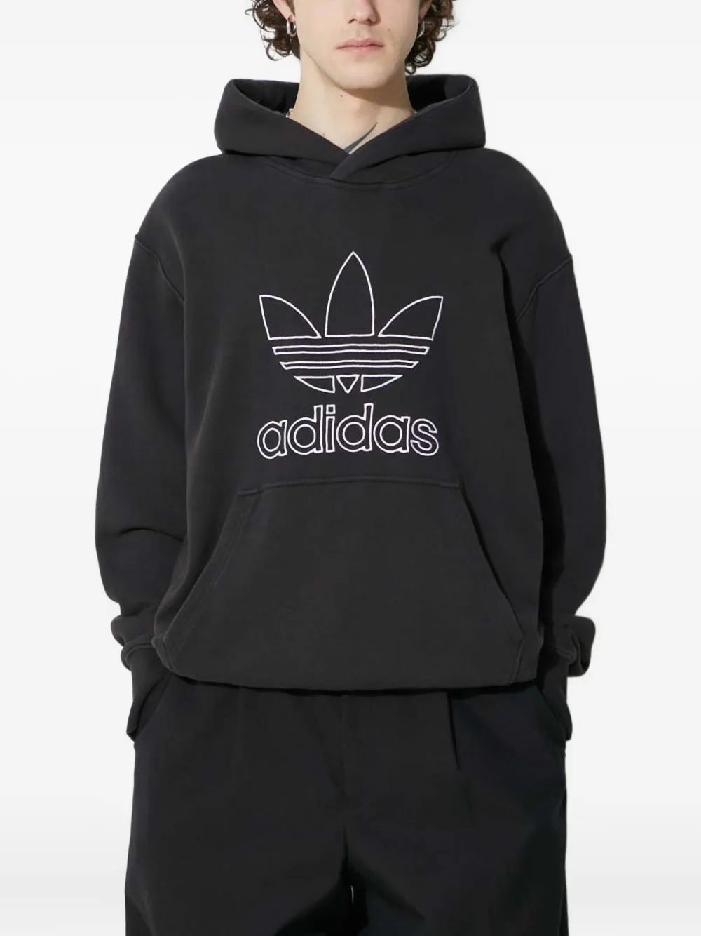 adidas logo-embroidered hoodie | Black | Image 1