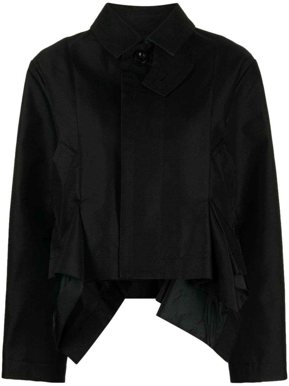 Sacai Single-breasted Handkerchief Jacket In Black