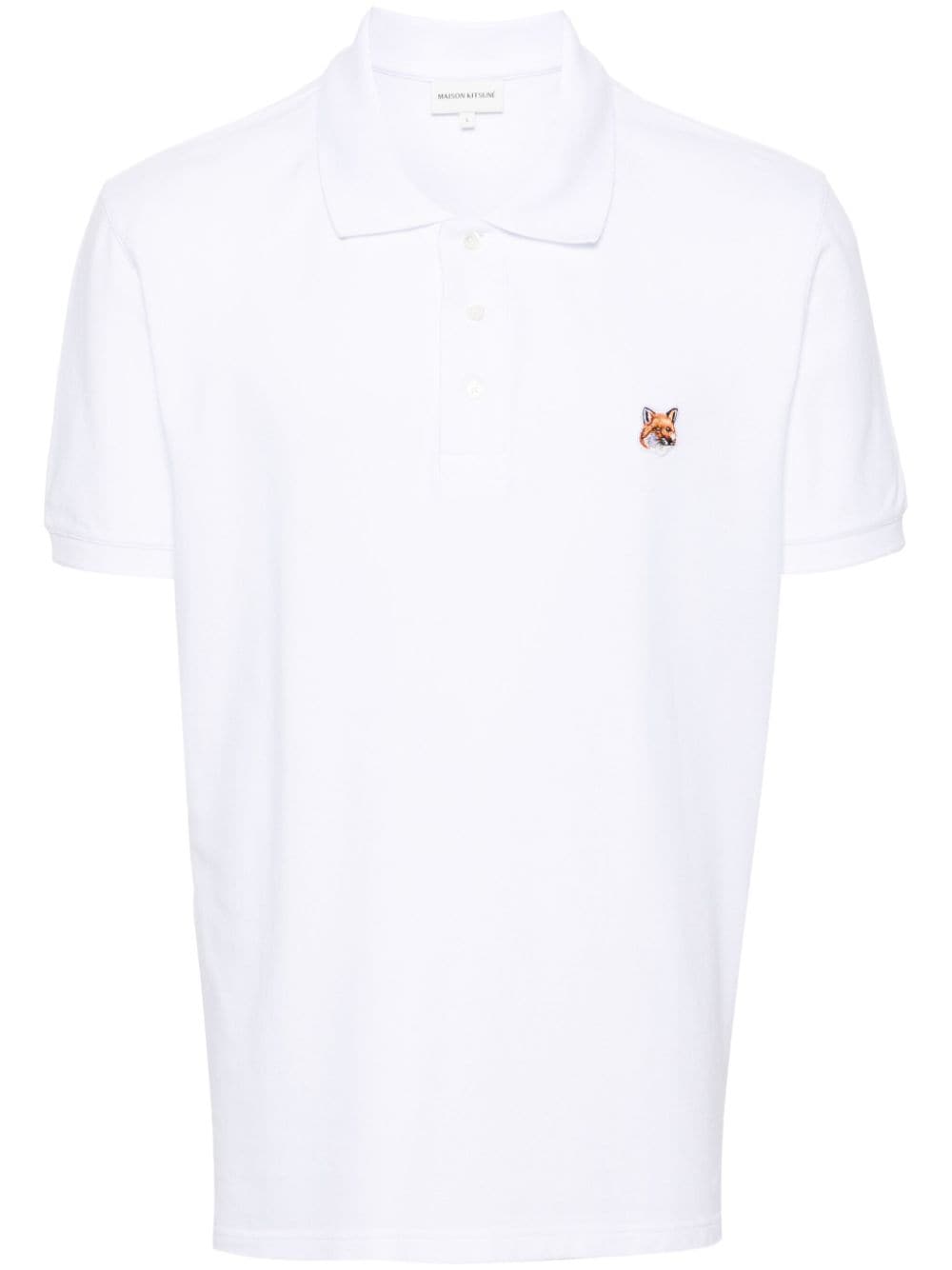 Shop Maison Kitsuné Fox-patch Piqué Polo Shirt In White