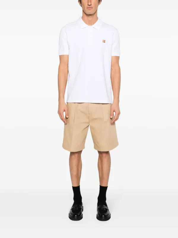 Maison Kitsuné Fox-patch Piqué Polo Shirt | White | FARFETCH
