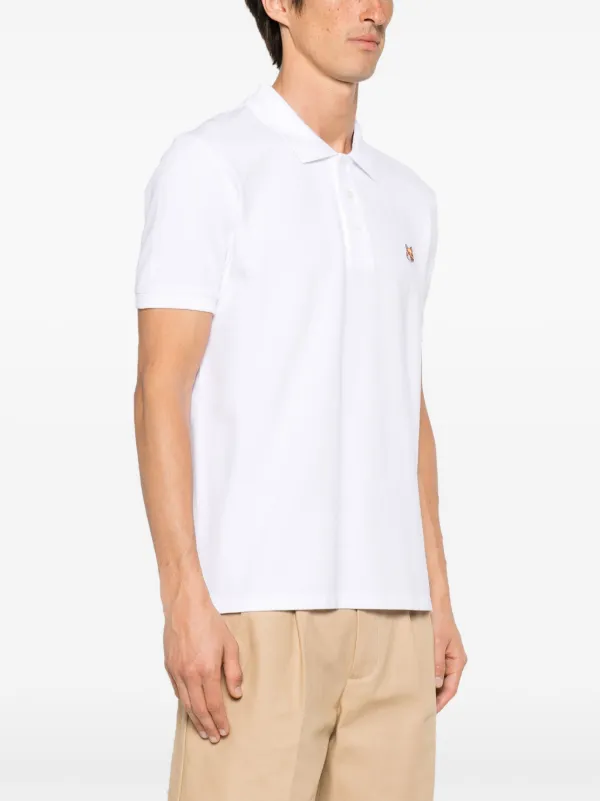 Maison Kitsuné Fox-patch Piqué Polo Shirt | White | FARFETCH