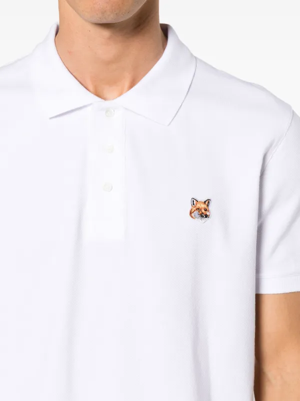 Maison Kitsuné Fox-patch Piqué Polo Shirt | White | FARFETCH