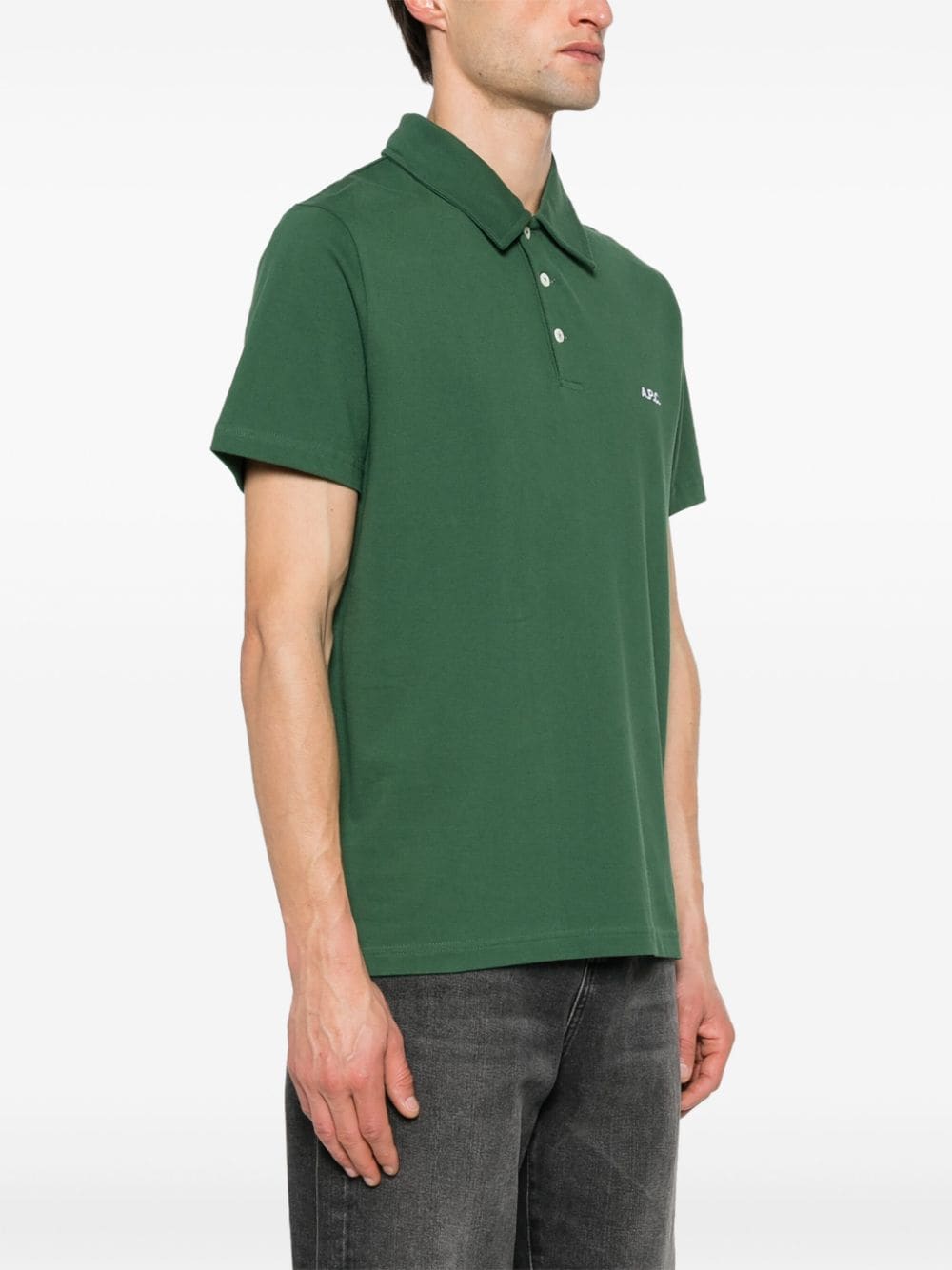 Shop Apc Austin Logo-embroidered Polo Shirt In Green