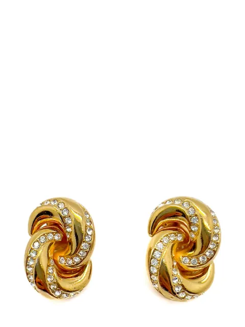 Christian Dior Pre-Owned Vintage Christian Dior Embellished Love Knot Earrings 1980s