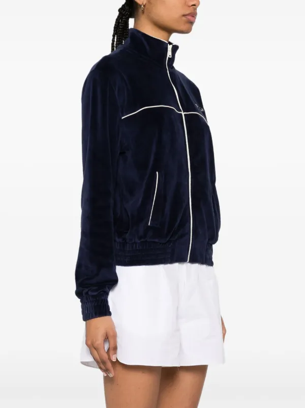 Sporty & Rich Velour zip-up Jacket | Blue | FARFETCH JO