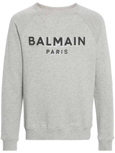 Balmain logo-flocked mélange sweatshirt