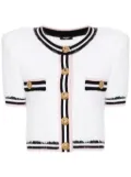 Balmain maze-monogram bouclé cardigan - White