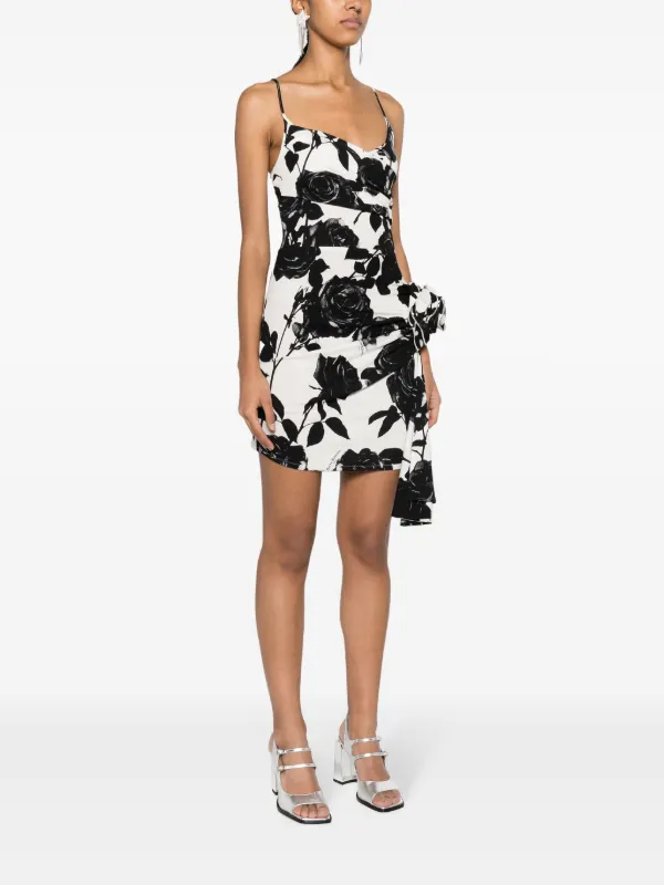 Balmain rose-print Mini Dress | White | FARFETCH JO