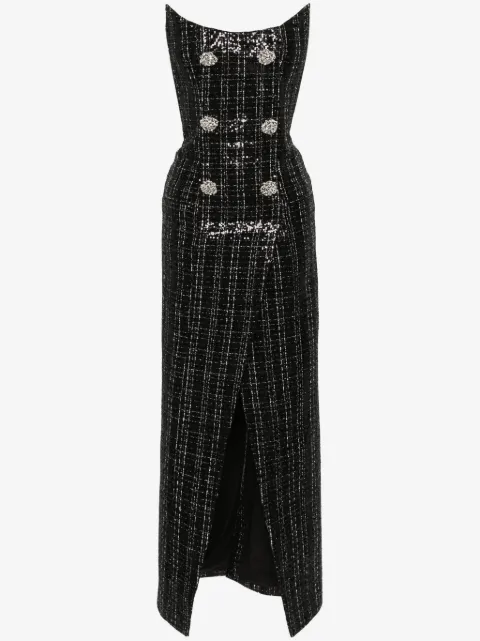 Balmain sequinned metallic tweed gown