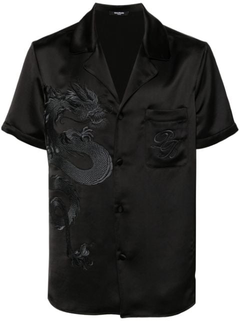 Balmain dragon-embroidered satin shirt