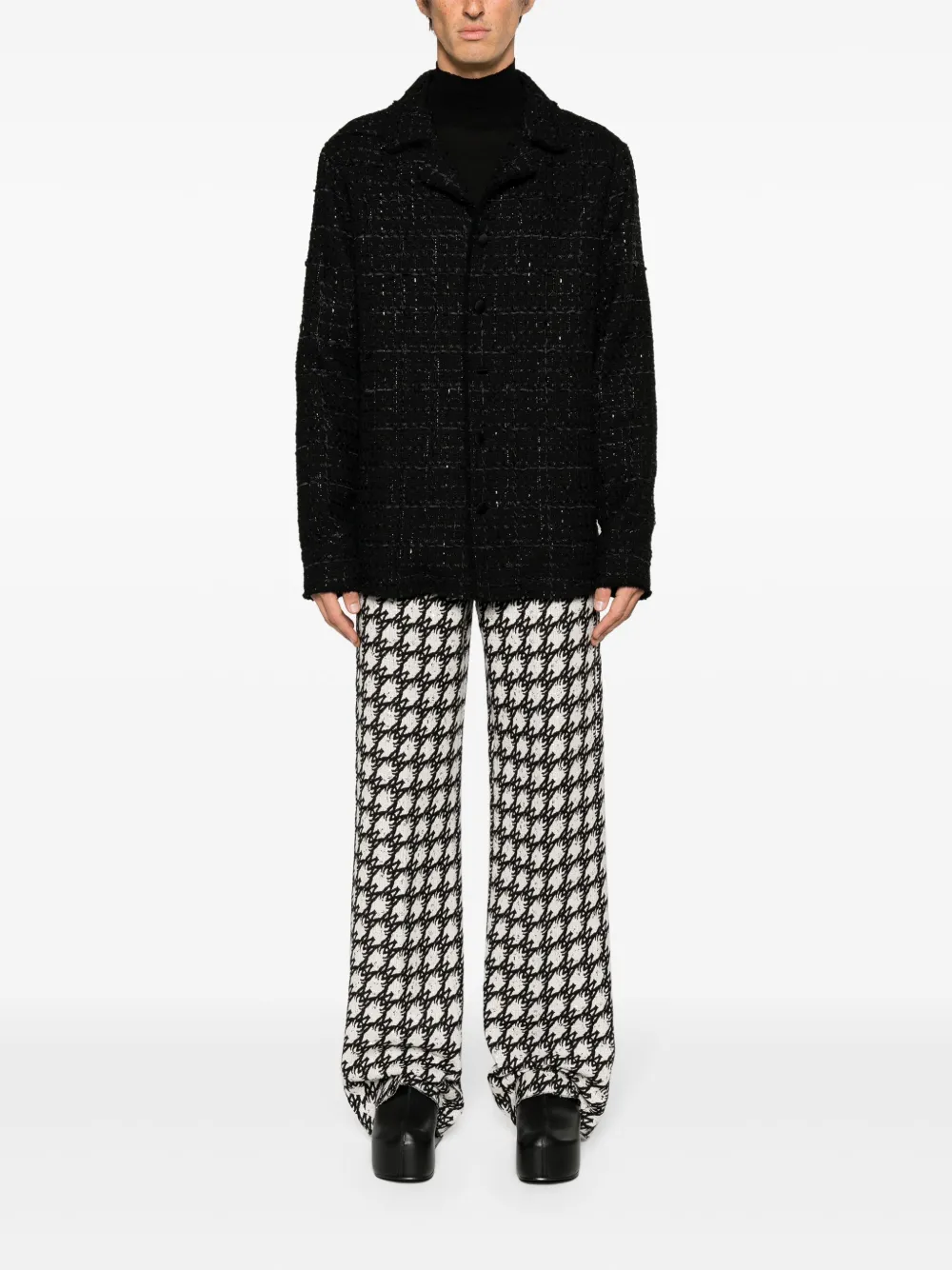 Balmain Tweed shirtjack met franje - Zwart