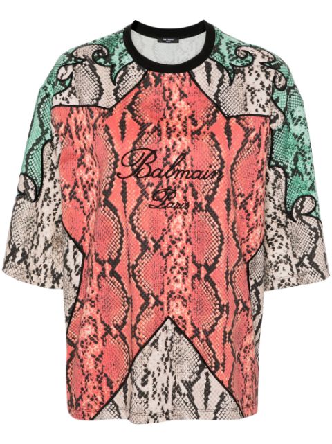 Balmain Python-print organic cotton T-shirt Women