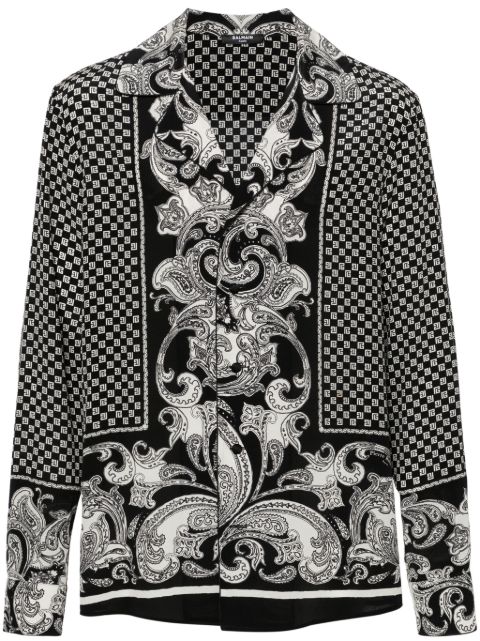 Balmain monogram-print silk shirt