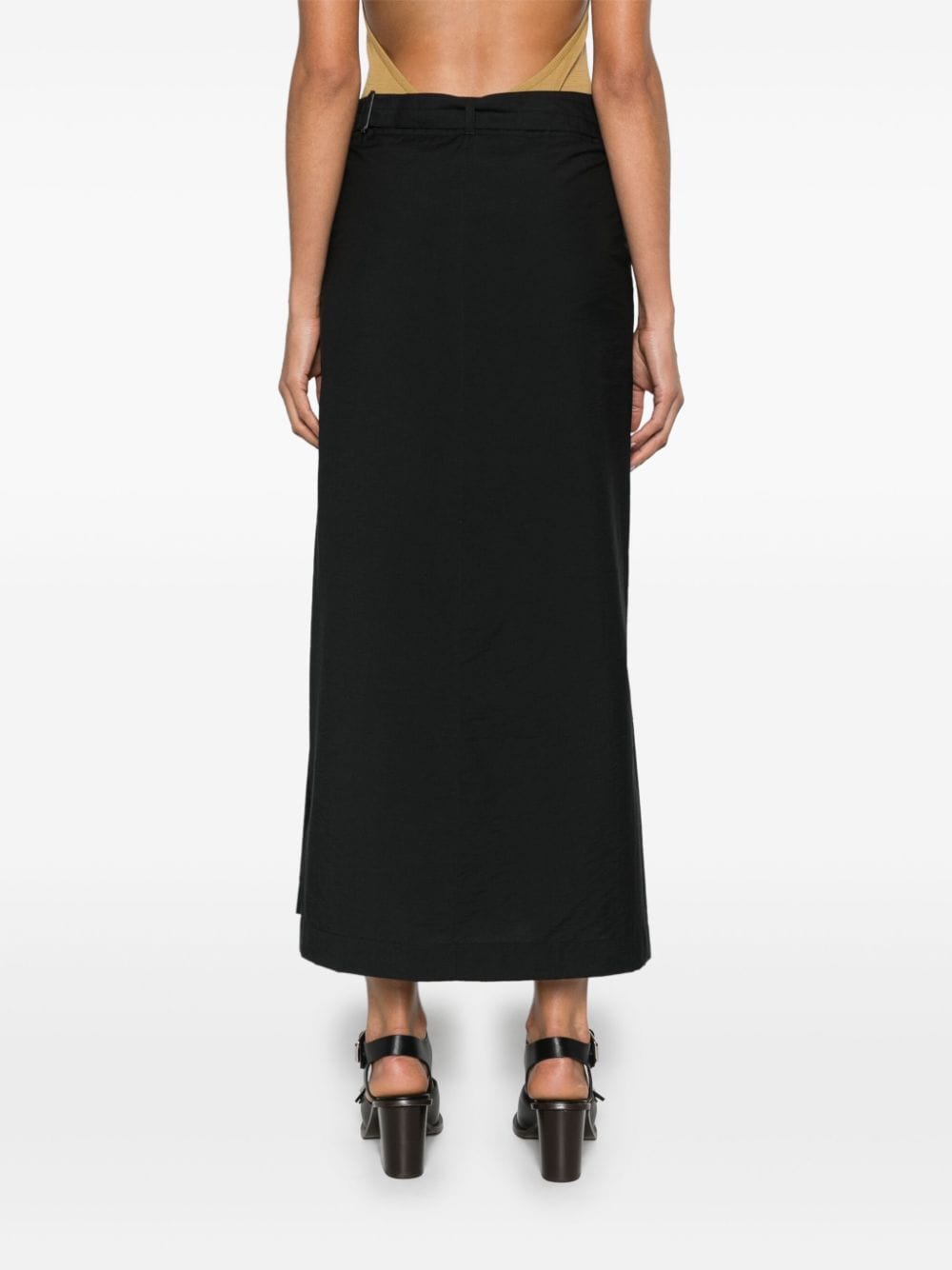 Shop Lemaire Belted Maxi Wrap Skirt In Schwarz