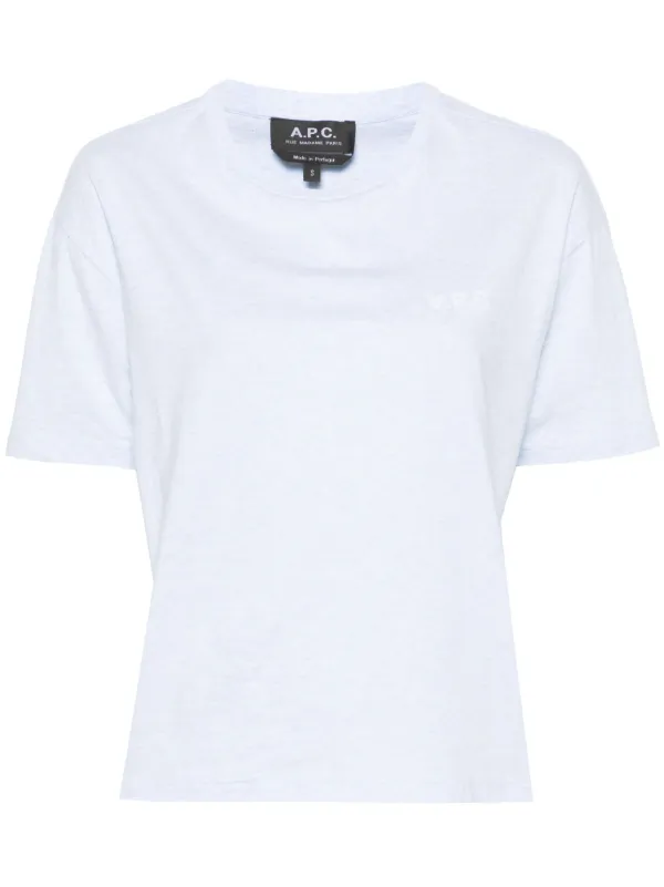 【関税込み】A.P.C. ブルー フロックロゴ Tシャツ A.P.C. フロックロゴ Tシャツ | ブルー | FARFETCH JP