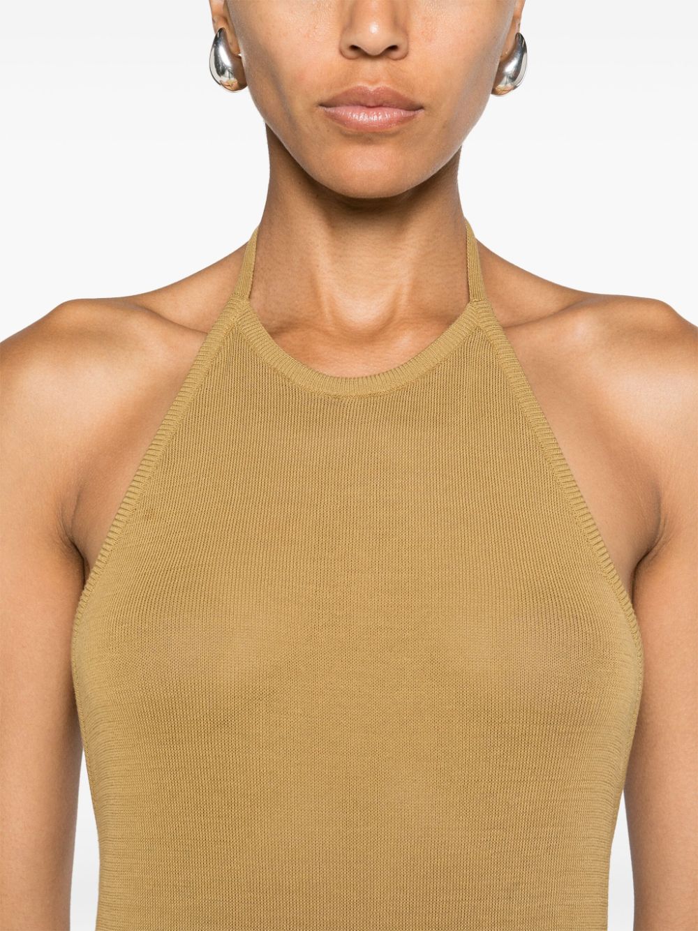 Shop Lemaire Halterneck Cotton Crop Top In Yellow