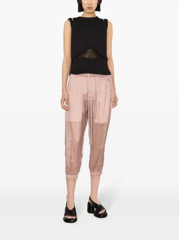 Rick Owens Drawstring Cropped Track Pants | Pink | FARFETCH JO