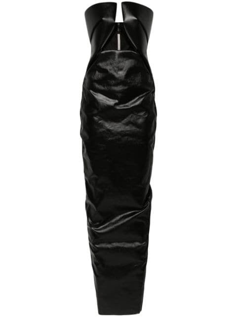 Rick Owens vestido largo strapless con diseño de aberturas