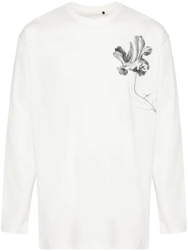 Y 3 GFX Floral print Cotton T Shirt White